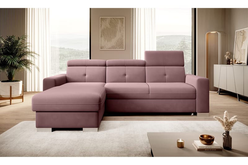 Bäddsoffa m. Divan Hazara med Förvaring 3-sits - Rosa - Möbler - Soffa - Bäddsoffa - Bäddsoffa divan