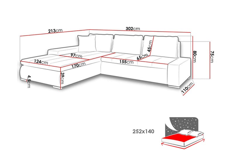 Bäddsoffa m. Divan Jonner 3-sits med Förvaring - Svart - Bäddsoffa divan