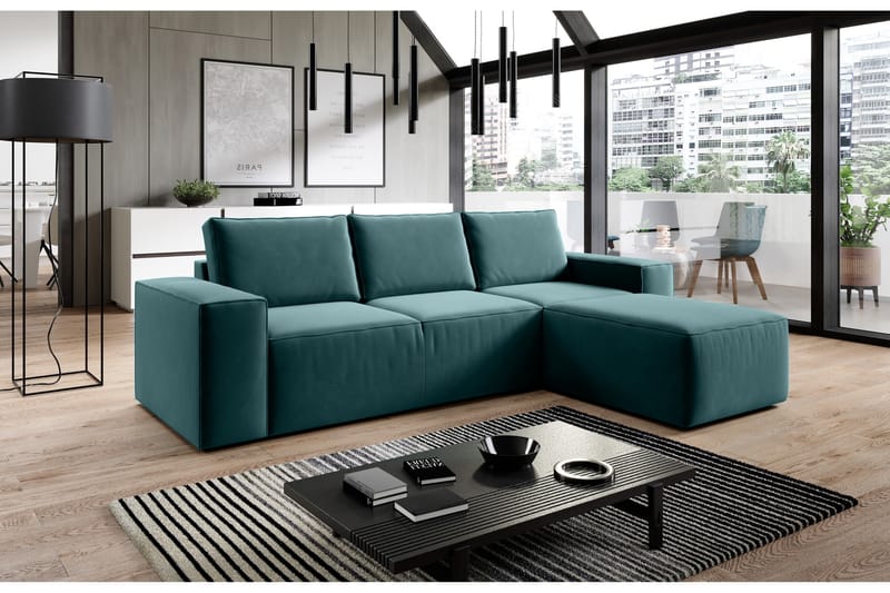 Bäddsoffa m. Divan Kandari med Förvaring - Blå - Möbler - Soffa - Bäddsoffa - Bäddsoffa divan
