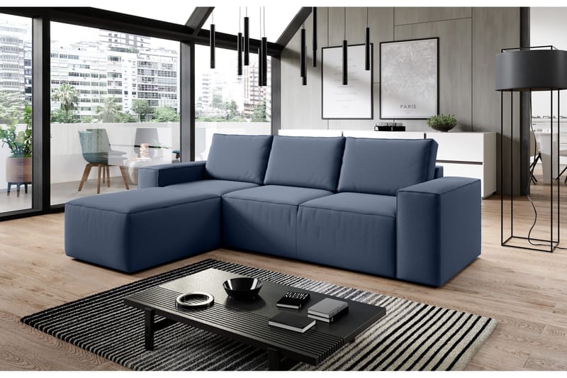 Bäddsoffa m. Divan Kandari med Förvaring - Blå - Möbler - Soffa - Bäddsoffa - Bäddsoffa divan