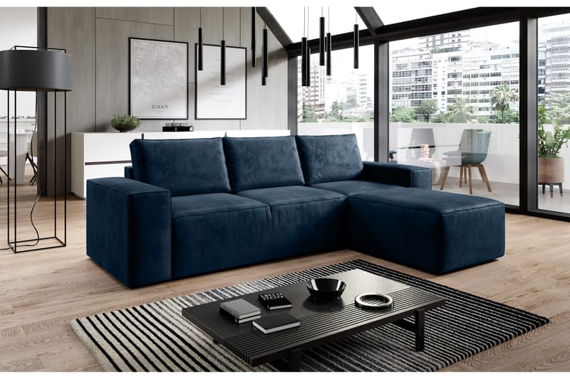 Bäddsoffa m. Divan Kandari med Förvaring - Blå - Möbler - Soffa - Bäddsoffa - Bäddsoffa divan