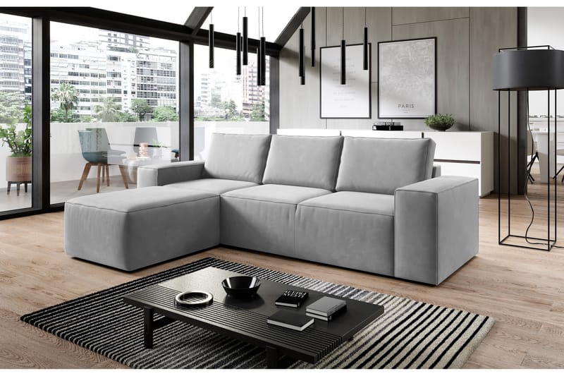 Bäddsoffa m. Divan Kandari med Förvaring - Grå - Möbler - Soffa - Bäddsoffa - Bäddsoffa divan