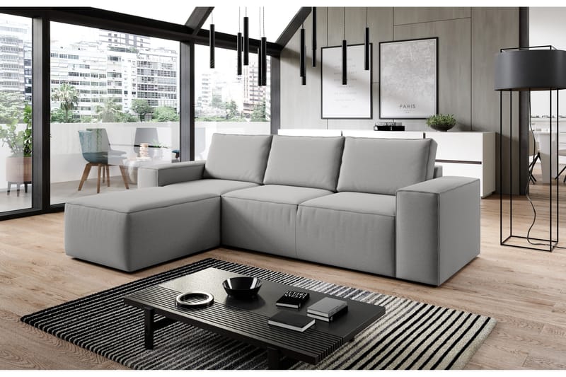 Bäddsoffa m. Divan Kandari med Förvaring - Grå - Möbler - Soffa - Bäddsoffa - Bäddsoffa divan