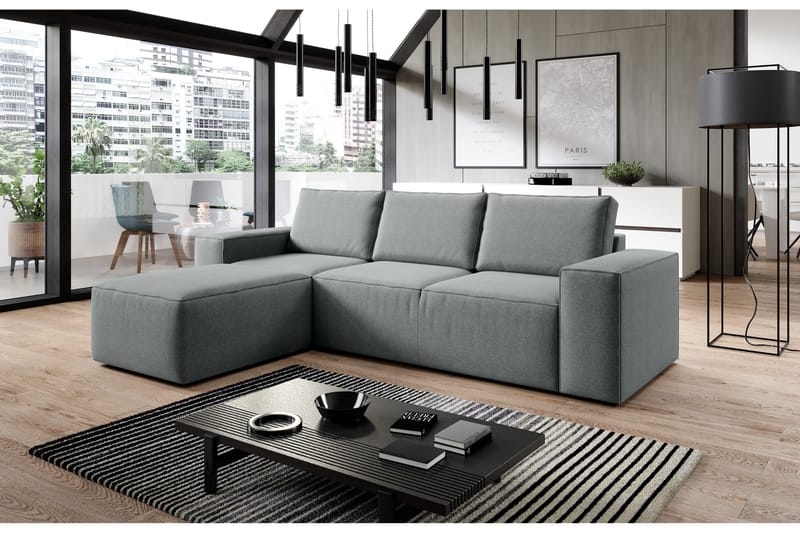 Bäddsoffa m. Divan Kandari med Förvaring - Grå - Möbler - Soffa - Bäddsoffa - Bäddsoffa divan