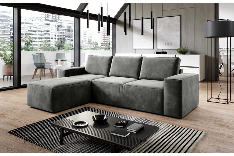 Bäddsoffa m. Divan Kandari med Förvaring - Grå - Möbler - Soffa - Bäddsoffa - Bäddsoffa divan