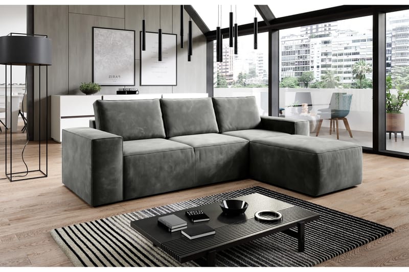Bäddsoffa m. Divan Kandari med Förvaring - Grå - Möbler - Soffa - Bäddsoffa - Bäddsoffa divan