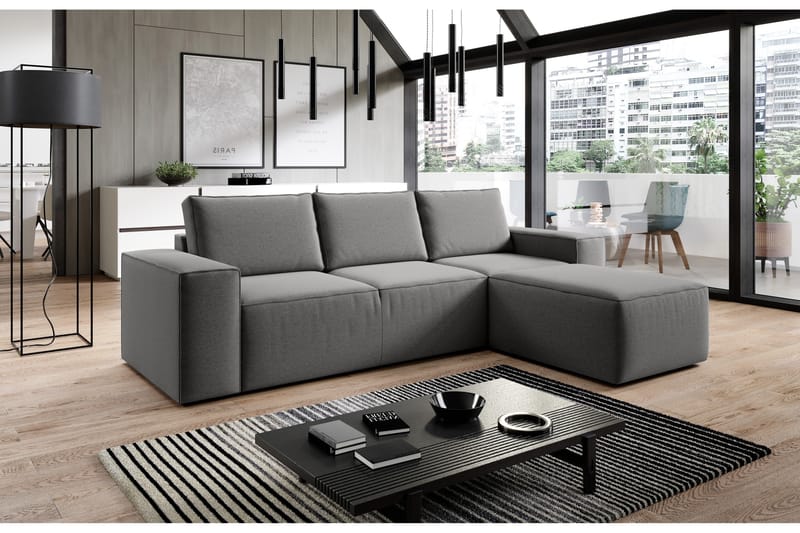 Bäddsoffa m. Divan Kandari med Förvaring - Grå - Möbler - Soffa - Bäddsoffa - Bäddsoffa divan