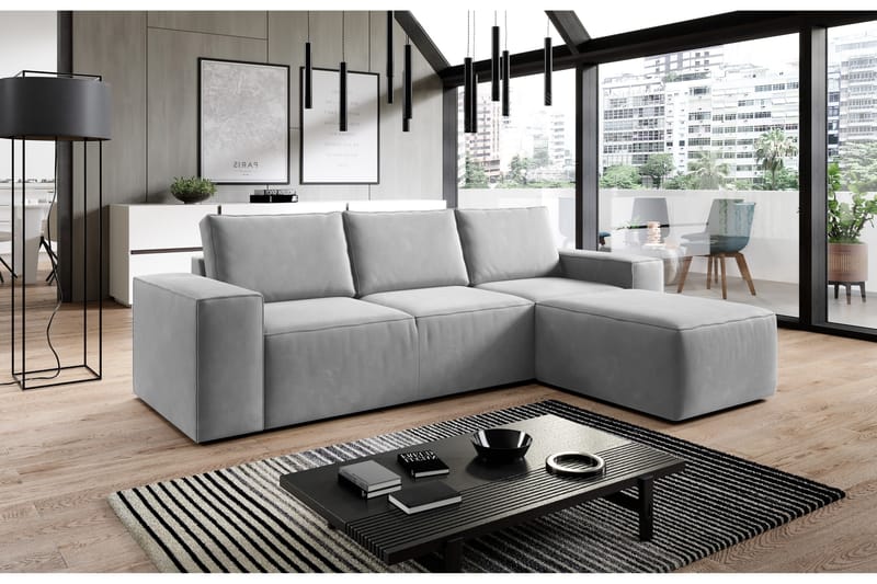 Bäddsoffa m. Divan Kandari med Förvaring - Grå - Möbler - Soffa - Bäddsoffa - Bäddsoffa divan