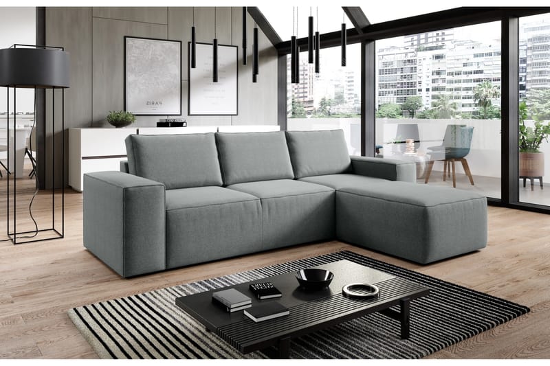 Bäddsoffa m. Divan Kandari med Förvaring - Grå - Möbler - Soffa - Bäddsoffa - Bäddsoffa divan