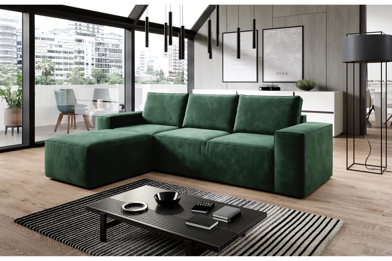 Bäddsoffa m. Divan Kandari med Förvaring - Grön - Möbler - Soffa - Bäddsoffa - Bäddsoffa divan