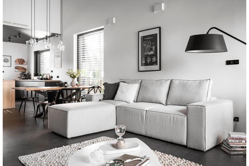 Bäddsoffa m. Divan Kandari med Förvaring - Ljusgrå - Möbler - Soffa - Bäddsoffa - Bäddsoffa divan