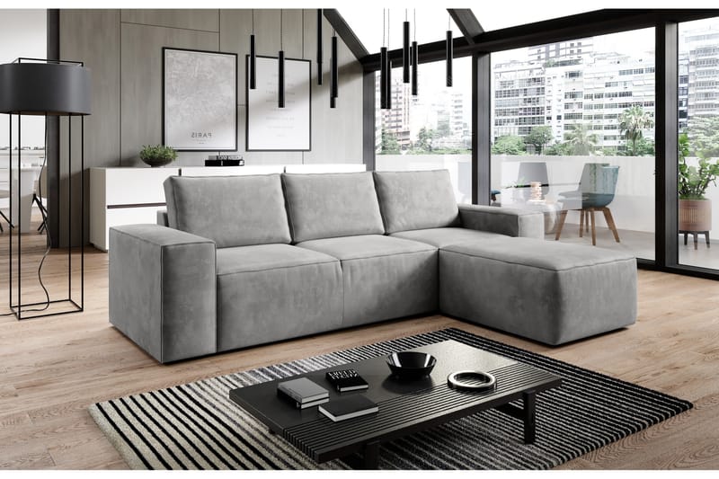 Bäddsoffa m. Divan Kandari med Förvaring - Ljusgrå - Möbler - Soffa - Bäddsoffa - Bäddsoffa divan