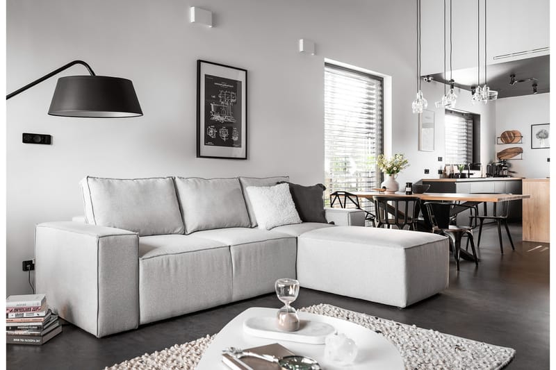 Bäddsoffa m. Divan Kandari med Förvaring - Ljusgrå - Möbler - Soffa - Bäddsoffa - Bäddsoffa divan