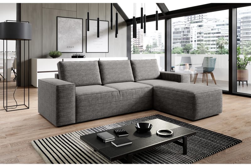 Bäddsoffa m. Divan Kandari med Förvaring - Ljusgrå - Möbler - Soffa - Bäddsoffa - Bäddsoffa divan