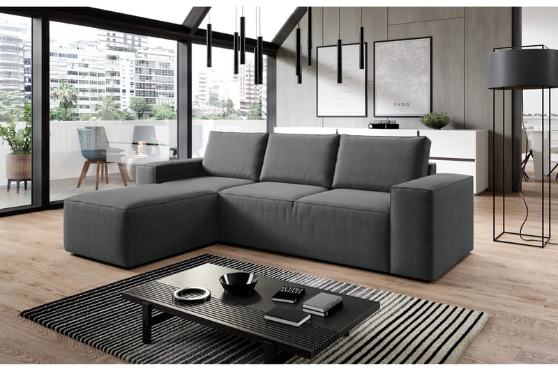 Bäddsoffa m. Divan Kandari med Förvaring - Mörkgrå - Möbler - Soffa - Bäddsoffa - Bäddsoffa divan