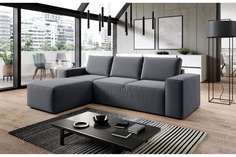 Bäddsoffa m. Divan Kandari med Förvaring - Mörkgrå - Möbler - Soffa - Bäddsoffa - Bäddsoffa divan