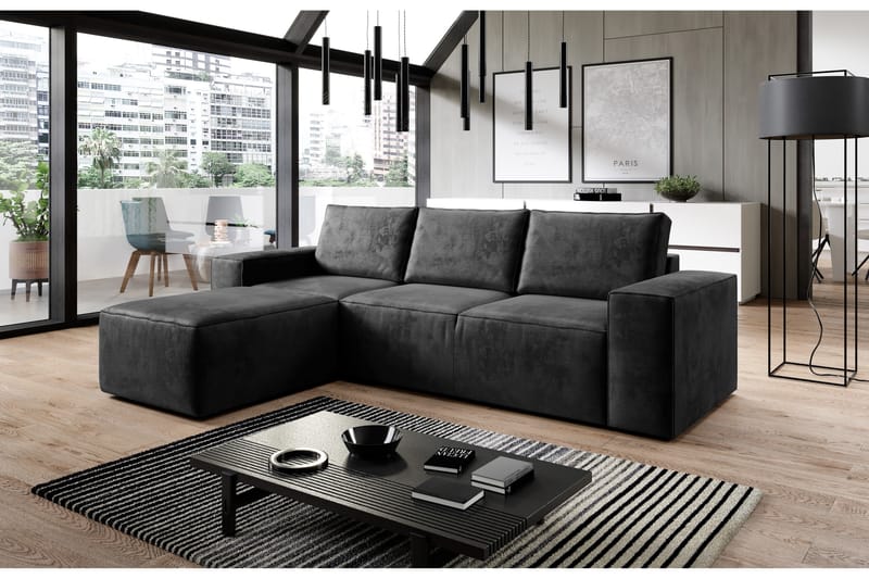 Bäddsoffa m. Divan Kandari med Förvaring - Mörkgrå - Möbler - Soffa - Bäddsoffa - Bäddsoffa divan