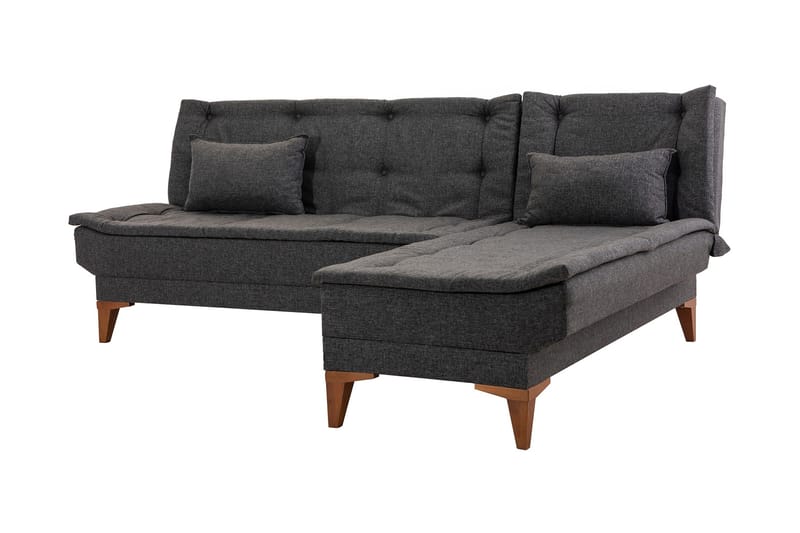 Bäddsoffa m. Divan Longburn 4-sits 107x205 - Antracit - Bäddsoffa divan