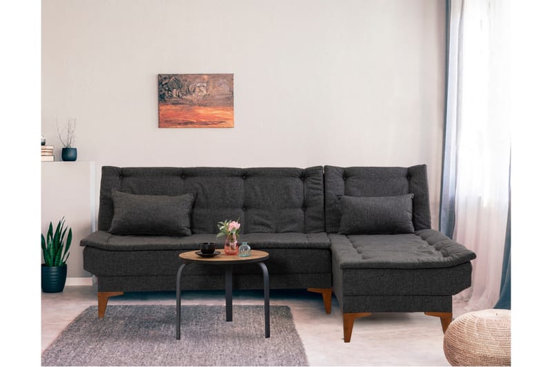 Bäddsoffa m. Divan Longburn 4-sits 107x205 - Antracit - Möbler - Soffa - Bäddsoffa - Bäddsoffa divan