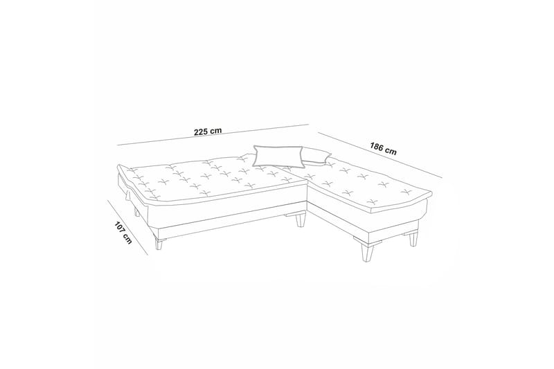 Bäddsoffa m. Divan Longburn 4-sits 107x205 - Antracit - Möbler - Soffa - Bäddsoffa - Bäddsoffa divan