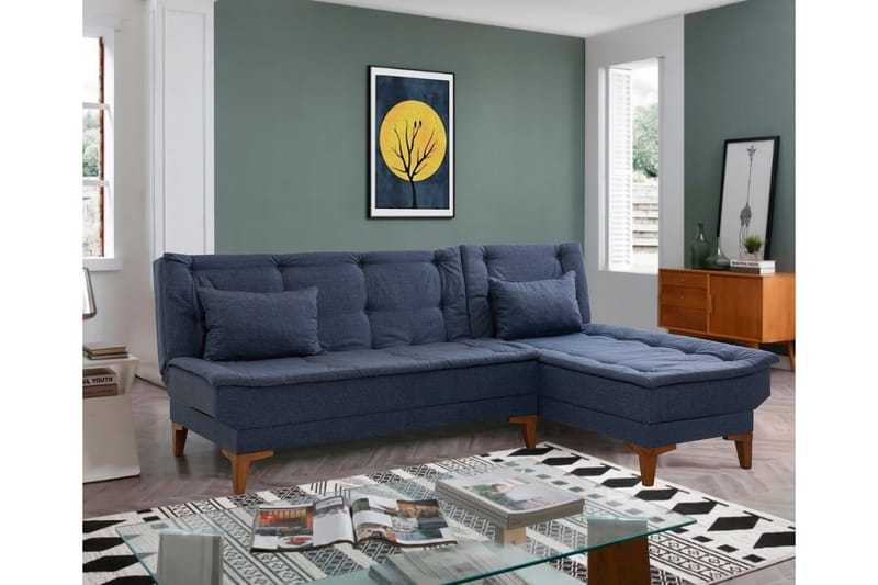 Bäddsoffa m. Divan Longburn 4-sits 107x205 - Mörkblå - Möbler - Soffa - Bäddsoffa - Bäddsoffa divan
