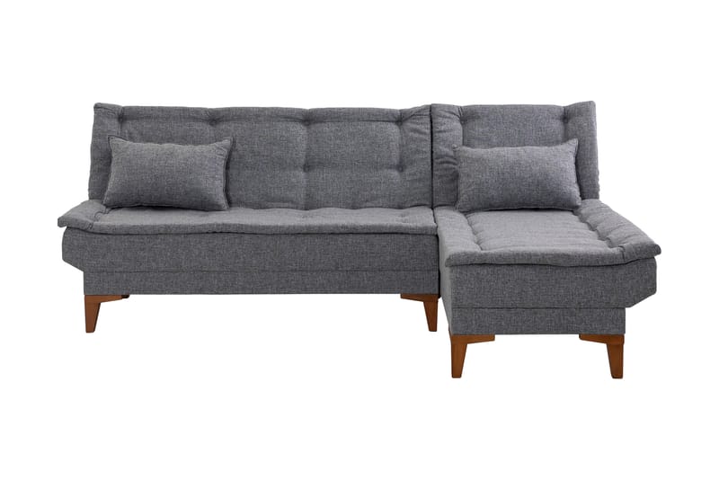 Bäddsoffa m. Divan Longburn 4-sits 107x205 - Mörkgrå - Bäddsoffa divan