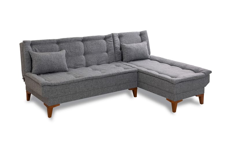 Bäddsoffa m. Divan Longburn 4-sits 107x205 - Mörkgrå - Bäddsoffa divan