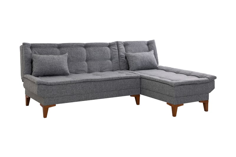 Bäddsoffa m. Divan Longburn 4-sits 107x205 - Mörkgrå - Bäddsoffa divan