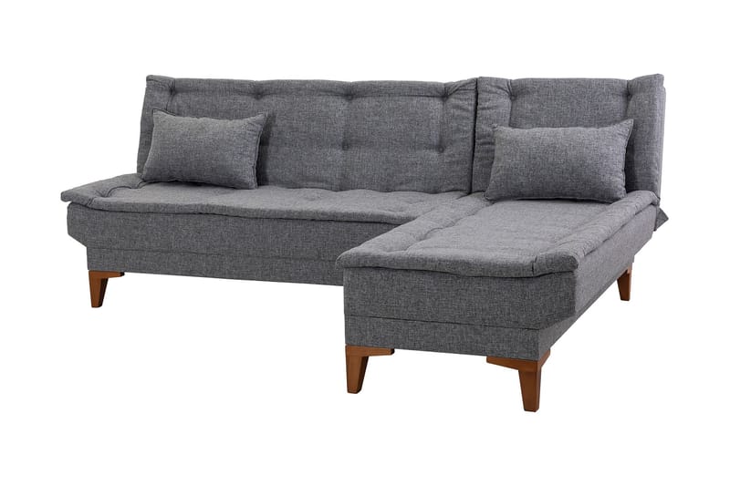 Bäddsoffa m. Divan Longburn 4-sits 107x205 - Mörkgrå - Bäddsoffa divan