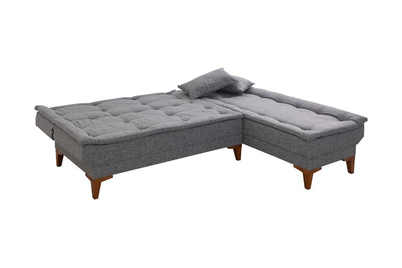 Bäddsoffa m. Divan Longburn 4-sits 107x205 - Mörkgrå - Bäddsoffa divan