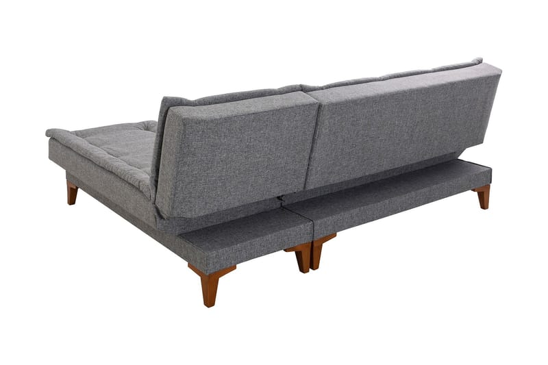 Bäddsoffa m. Divan Longburn 4-sits 107x205 - Mörkgrå - Bäddsoffa divan