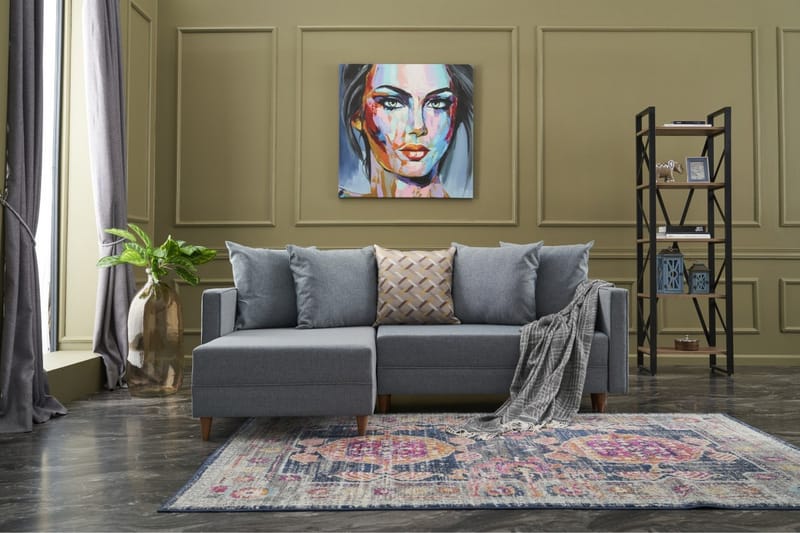 Bäddsoffa m. Divan Makinat 4-sits 192x135 - Blå - Möbler - Soffa - Bäddsoffa - Bäddsoffa divan