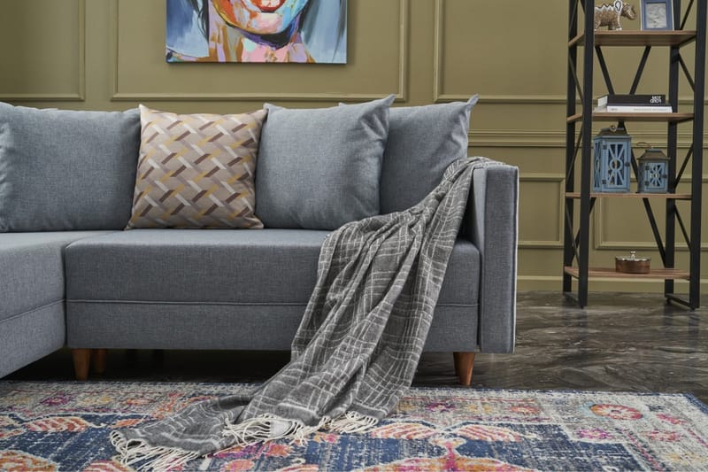 Bäddsoffa m. Divan Makinat 4-sits 192x135 - Blå - Möbler - Soffa - Bäddsoffa - Bäddsoffa divan
