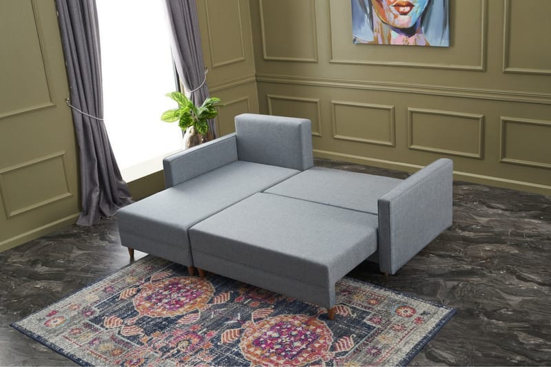 Bäddsoffa m. Divan Makinat 4-sits 192x135 - Blå - Möbler - Soffa - Bäddsoffa - Bäddsoffa divan