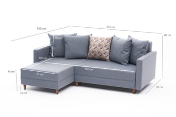Bäddsoffa m. Divan Makinat 4-sits 192x135 - Blå - Möbler - Soffa - Bäddsoffa - Bäddsoffa divan
