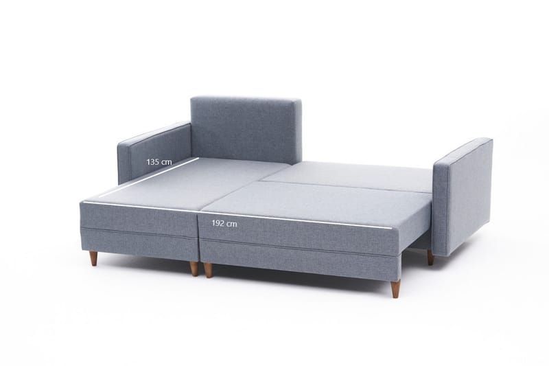 Bäddsoffa m. Divan Makinat 4-sits 192x135 - Blå - Möbler - Soffa - Bäddsoffa - Bäddsoffa divan