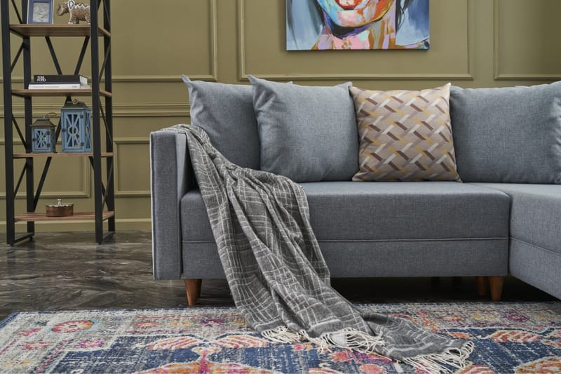 Bäddsoffa m. Divan Makinat 4-sits 192x135 - Blå - Möbler - Soffa - Bäddsoffa - Bäddsoffa divan