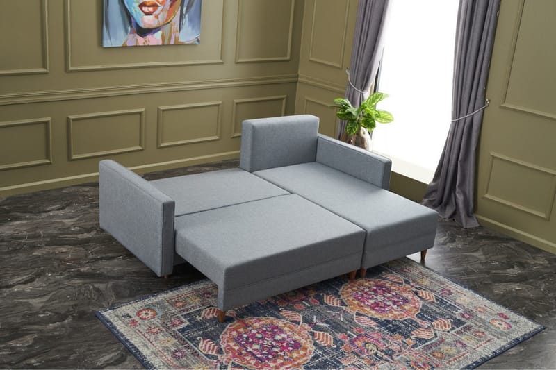Bäddsoffa m. Divan Makinat 4-sits 192x135 - Blå - Möbler - Soffa - Bäddsoffa - Bäddsoffa divan
