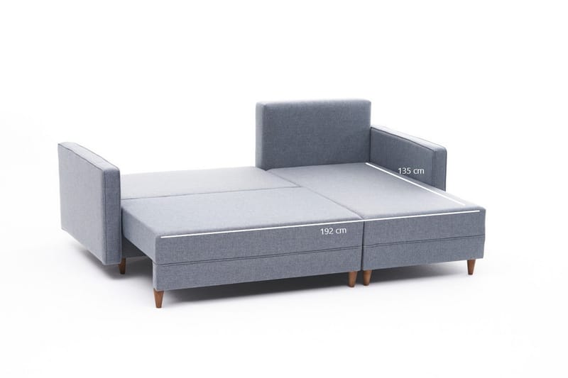 Bäddsoffa m. Divan Makinat 4-sits 192x135 - Blå - Möbler - Soffa - Bäddsoffa - Bäddsoffa divan
