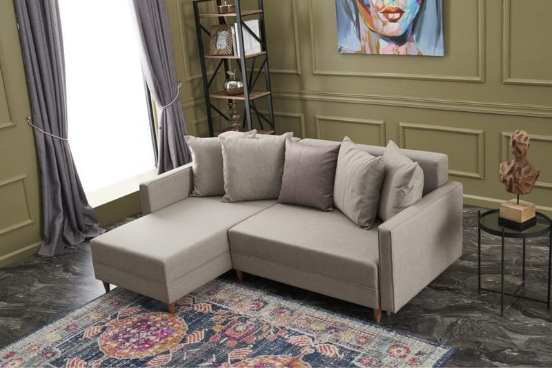 Bäddsoffa m. Divan Makinat 4-sits 192x135 - Cream - Möbler - Soffa - Bäddsoffa - Bäddsoffa divan