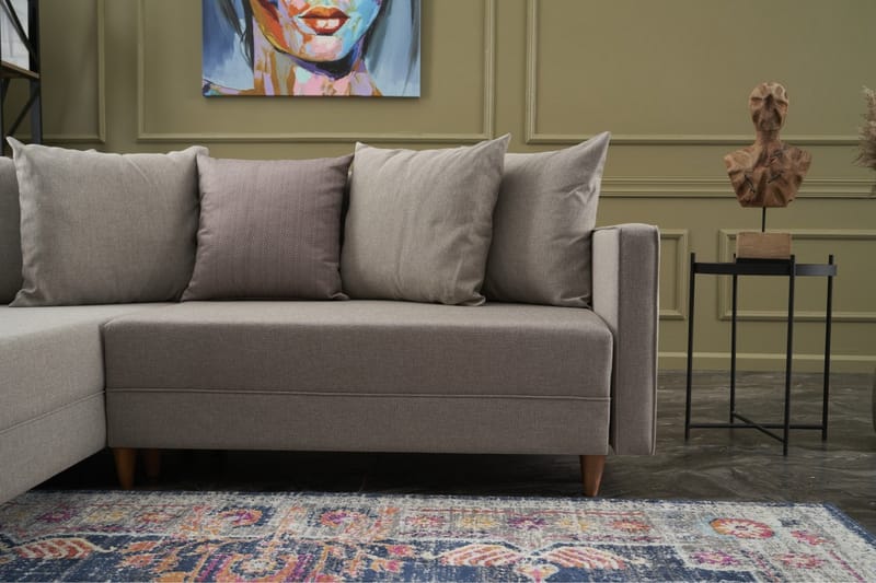 Bäddsoffa m. Divan Makinat 4-sits 192x135 - Cream - Möbler - Soffa - Bäddsoffa - Bäddsoffa divan