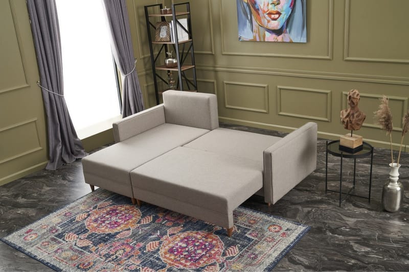 Bäddsoffa m. Divan Makinat 4-sits 192x135 - Cream - Möbler - Soffa - Bäddsoffa - Bäddsoffa divan