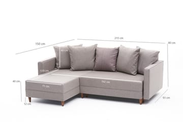 Bäddsoffa m. Divan Makinat 4-sits 192x135 - Cream - Möbler - Soffa - Bäddsoffa - Bäddsoffa divan