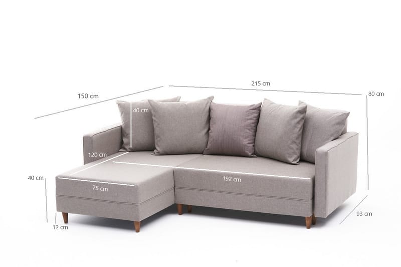 Bäddsoffa m. Divan Makinat 4-sits 192x135 - Cream - Möbler - Soffa - Bäddsoffa - Bäddsoffa divan