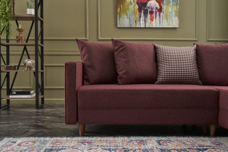 Bäddsoffa m. Divan Makinat 4-sits 192x135 - Röd - Möbler - Soffa - Bäddsoffa - Bäddsoffa divan