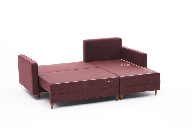 Bäddsoffa m. Divan Makinat 4-sits 192x135 - Röd - Bäddsoffa divan