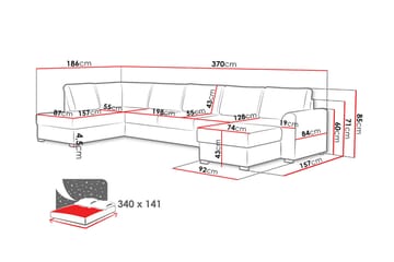 Bäddsoffa m. Divan och Schäslong Dargina - Möbler - Soffa - Bäddsoffa - Bäddsoffa divan