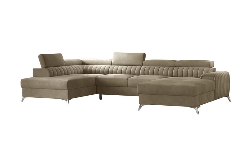 Bäddsoffa m. Divan och Schäslong Kamiko med Förvaring - Beige - Bäddsoffa divan