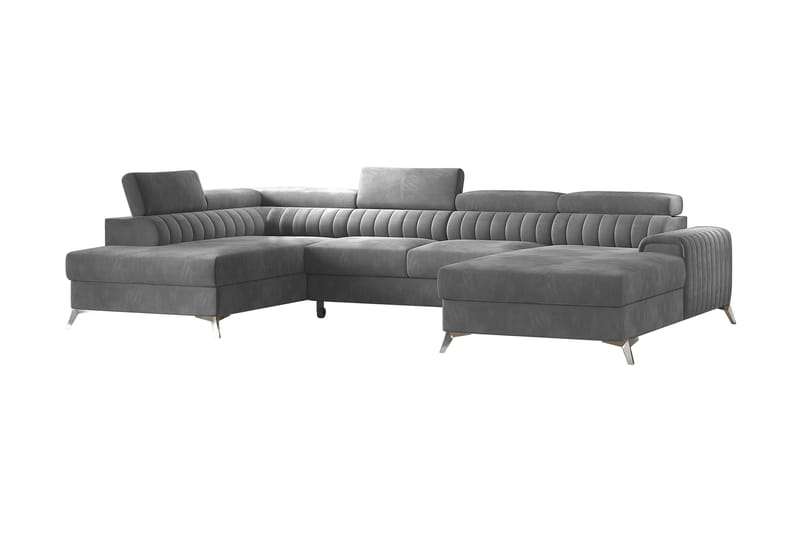 Bäddsoffa m. Divan och Schäslong Kamiko med Förvaring - Grå - Möbler - Soffa - Bäddsoffa - Bäddsoffa divan