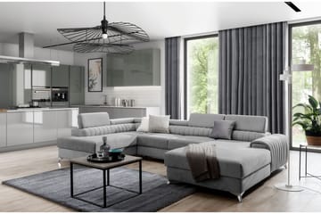 Bäddsoffa m. Divan och Schäslong Kamiko med Förvaring - Grå - Möbler - Soffa - Bäddsoffa - Bäddsoffa divan